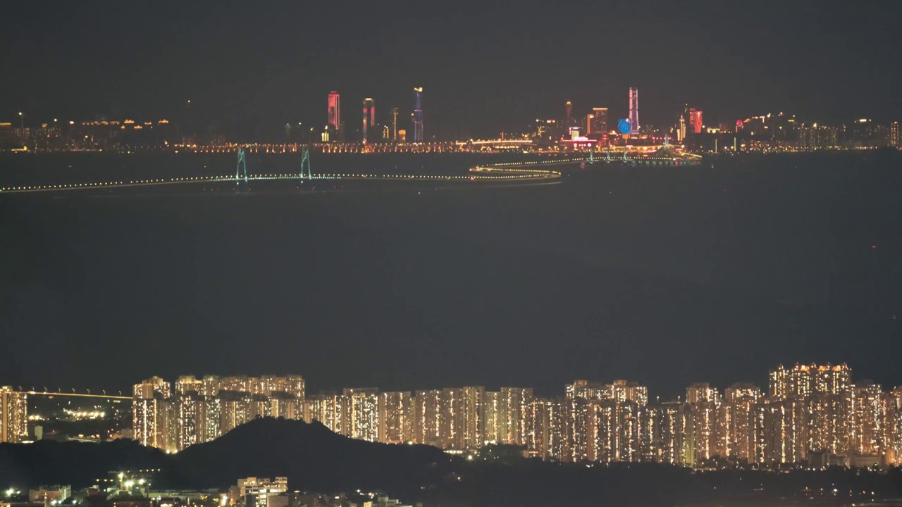 深圳望香港澳门珠海超长焦延时视频素材