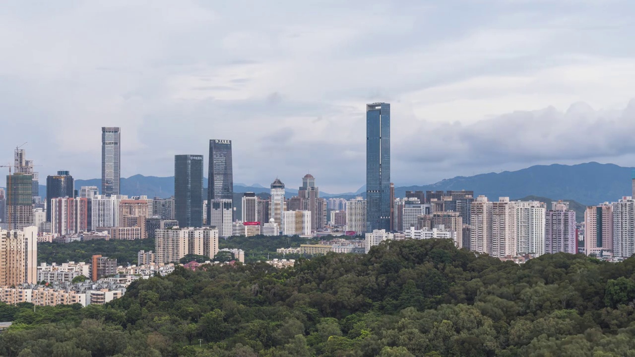 深圳莲花山与华强北建筑群延时视频素材