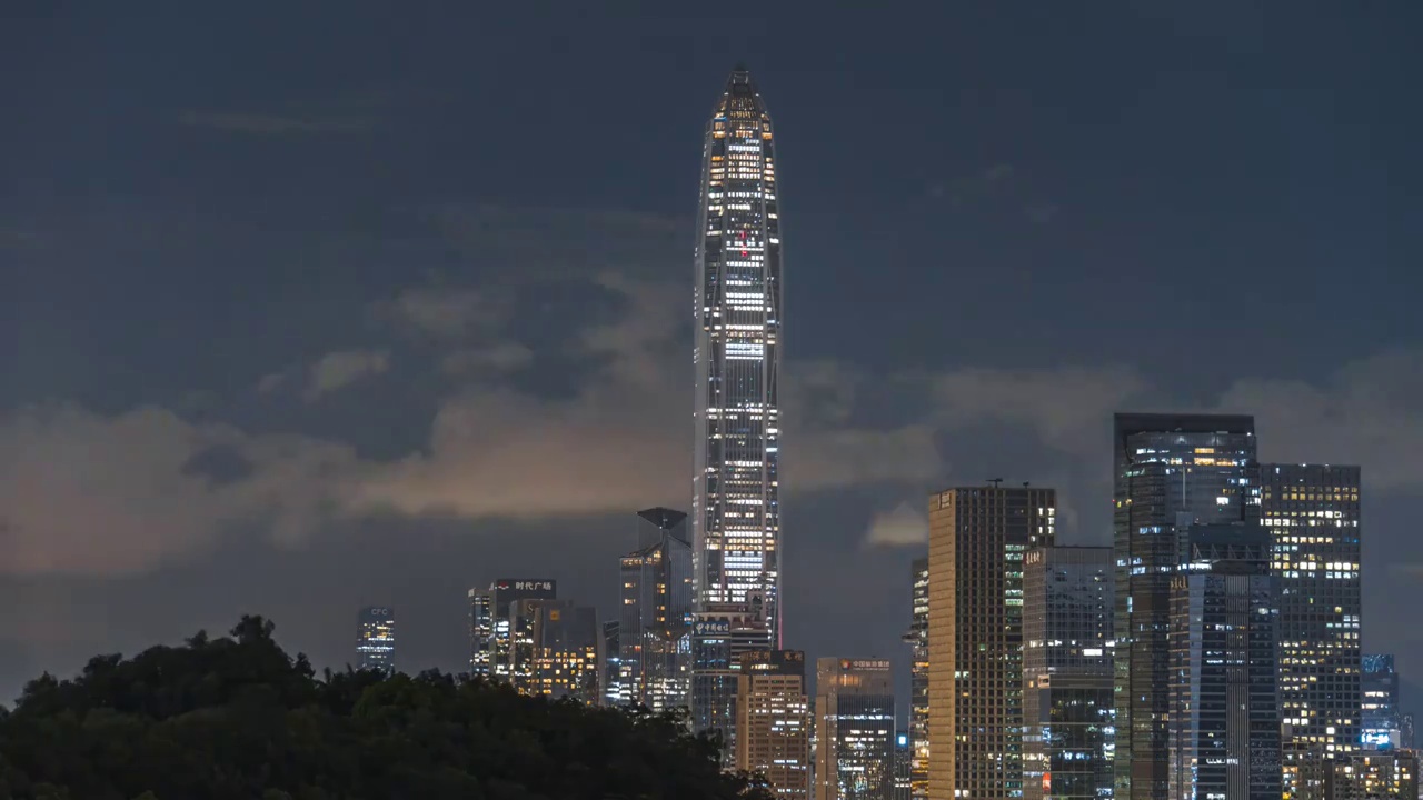 深圳福田CBD夜景通透延时视频素材