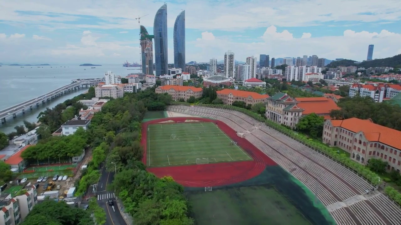 厦门航拍厦门大学建筑风光视频素材