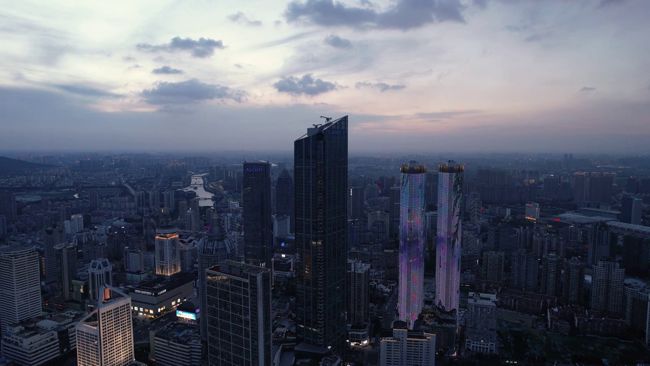 江苏无锡市中心城市天际线夜景风光视频素材