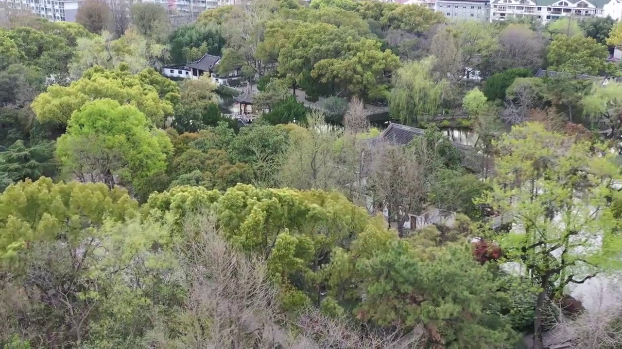 航拍上海城市文旅地标建筑景观——上海古猗园视频素材