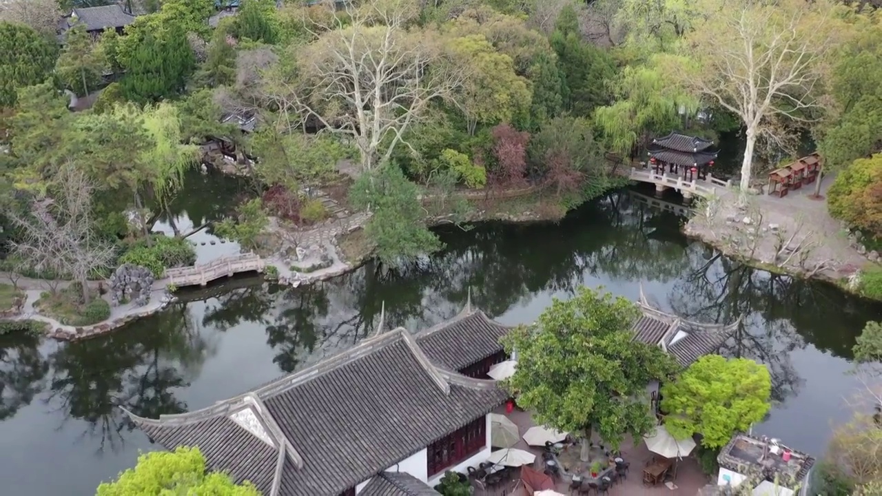 航拍上海城市文旅地标建筑景观——上海古猗园视频素材