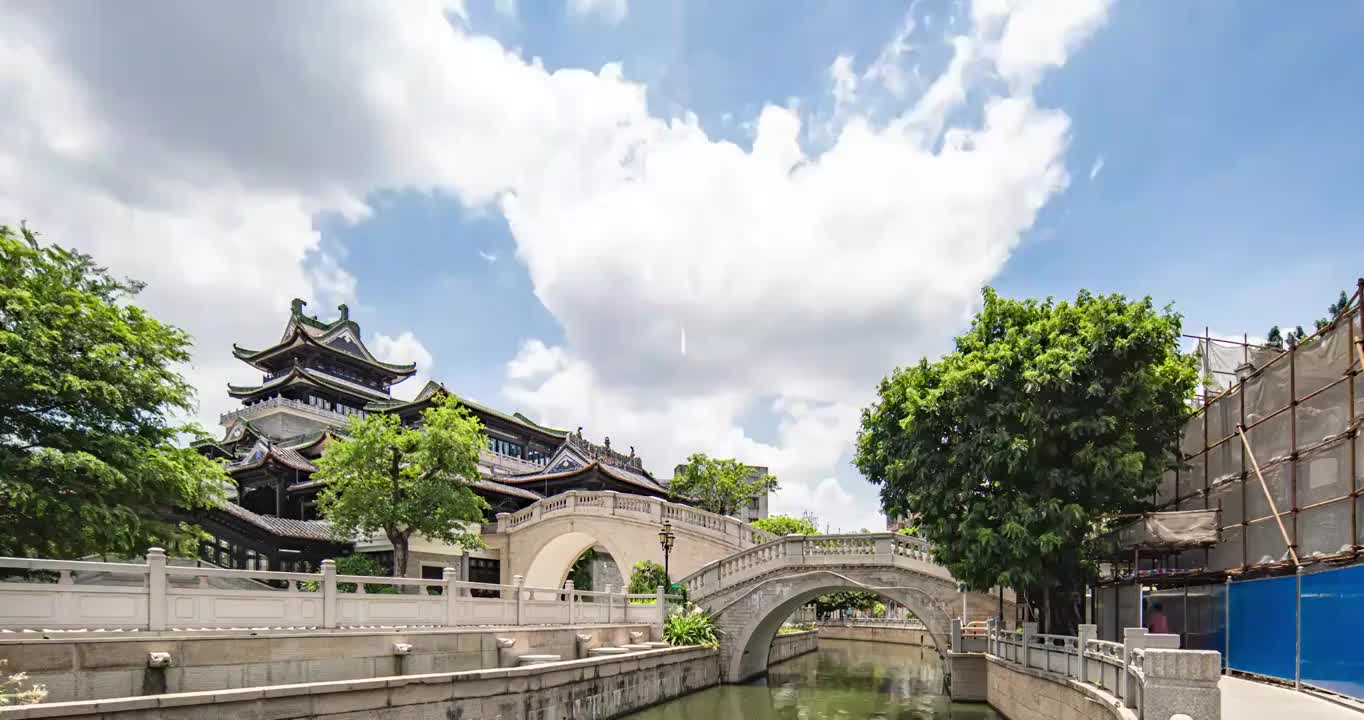 广州粤剧艺术博物馆和永庆坊旅游区延时摄影视频素材