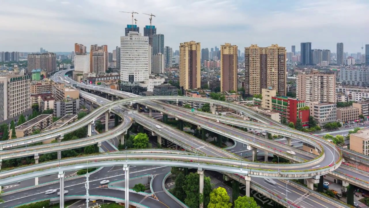 二环高架桥营门口立交桥城市天际线全景视频素材