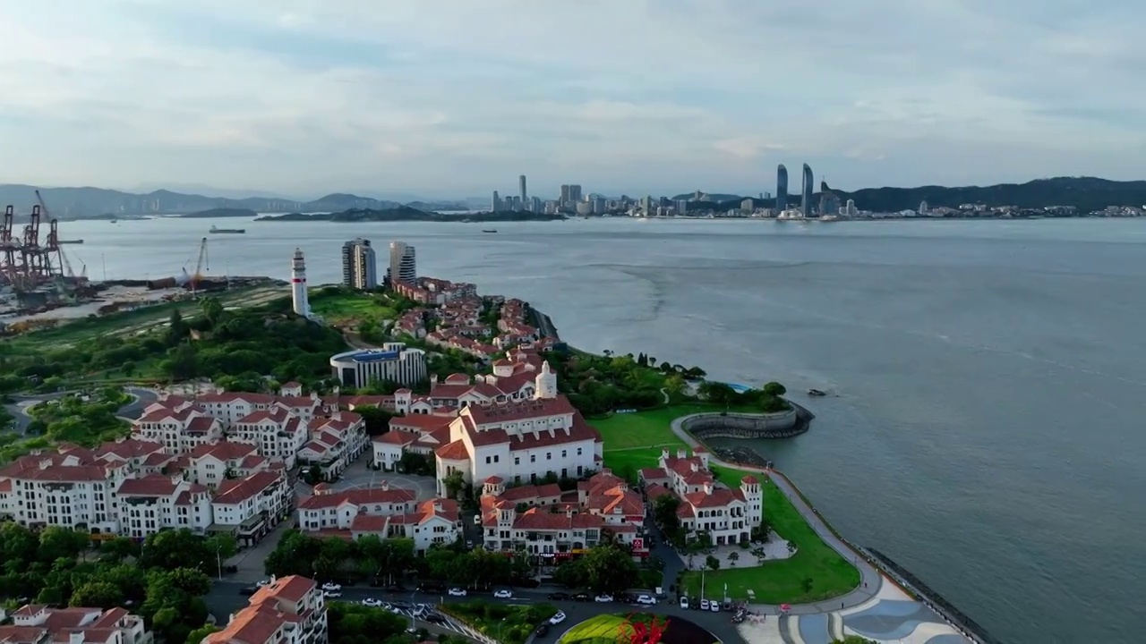 福建厦门湾漳州港房地产开发风情小镇视频素材