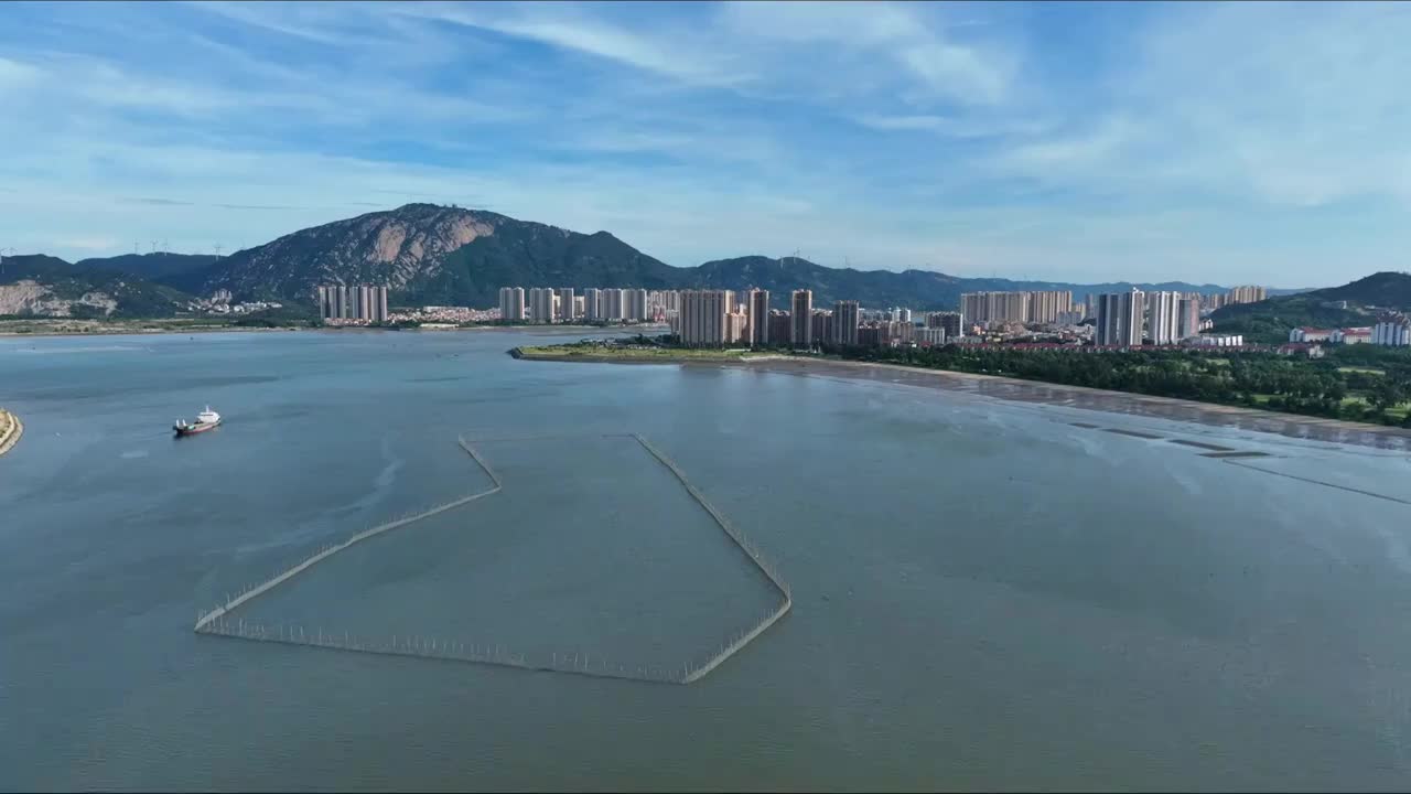 福建厦门湾漳州港海湾风光视频素材