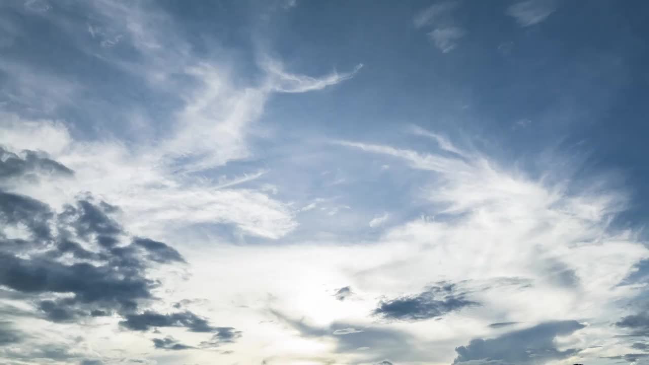 晴朗天气下蓝色天空中变化的云视频素材