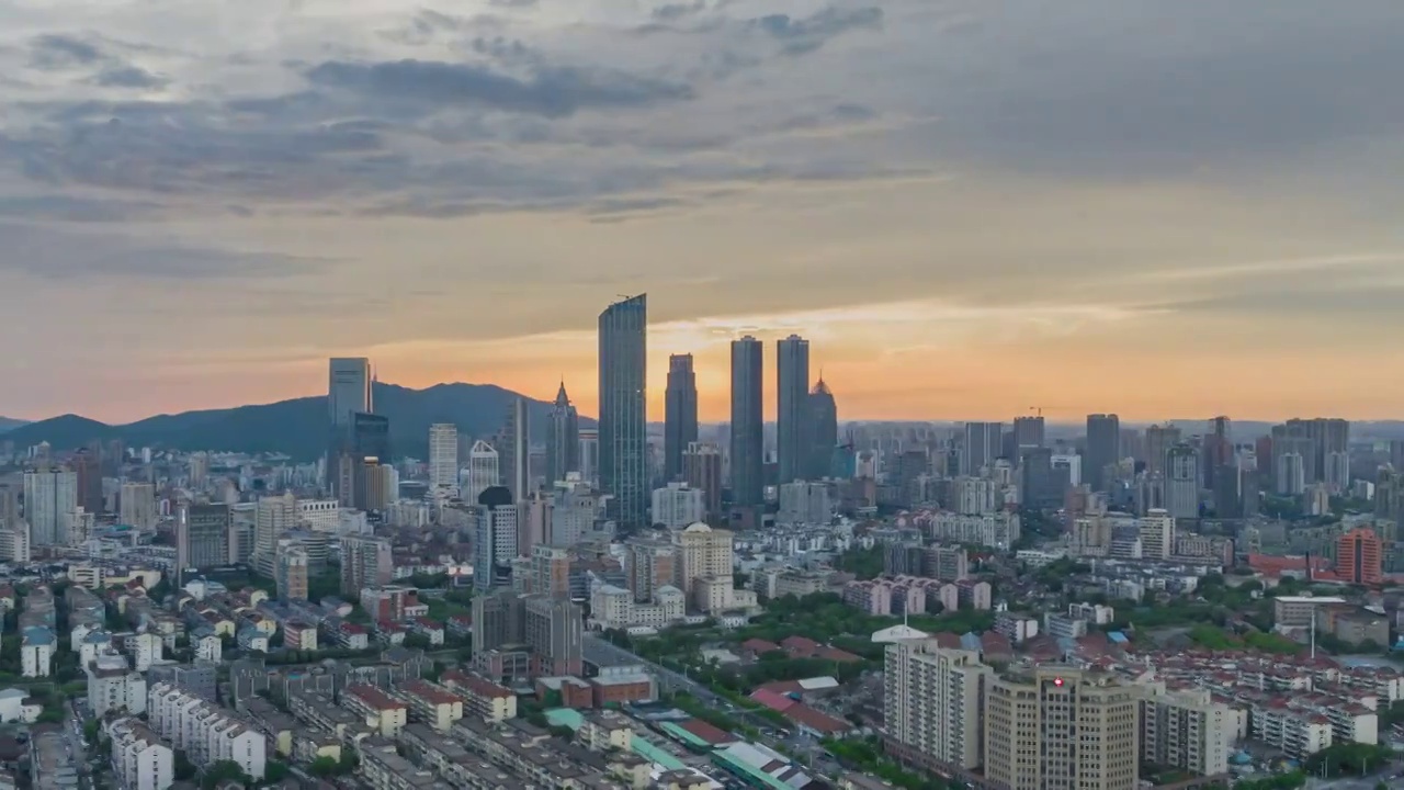 江苏省无锡市城市建筑日落晚霞延时风光视频素材