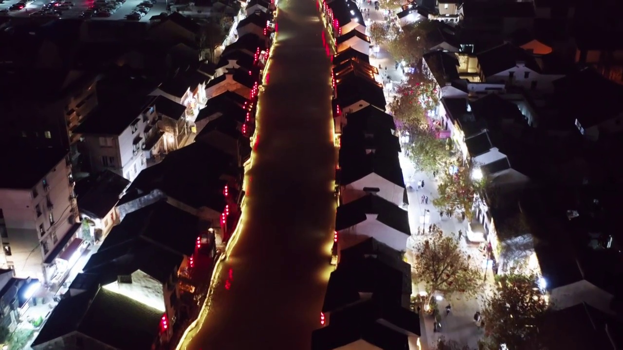 江苏 无锡 夜景 清名桥历史街区 古运河 南禅寺 航拍视频 4K视频素材