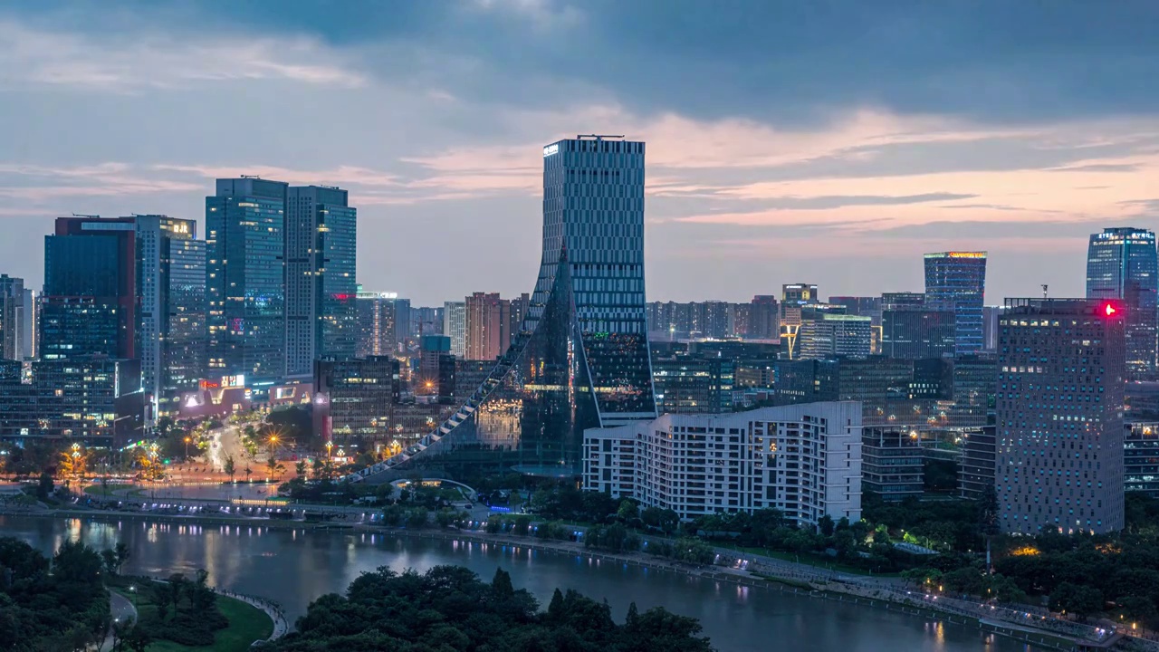 成都高新区夜景延时视频素材