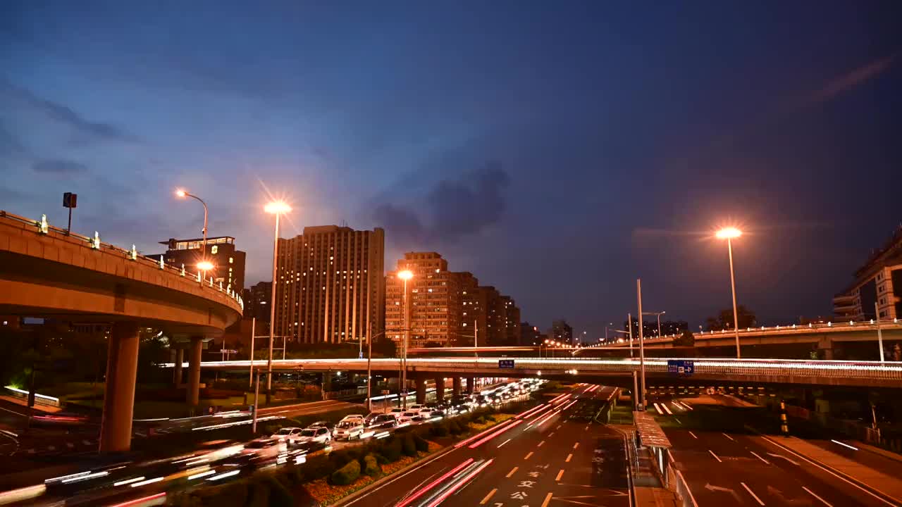 北京三环路紫竹桥立交桥都市风光夜景视频素材