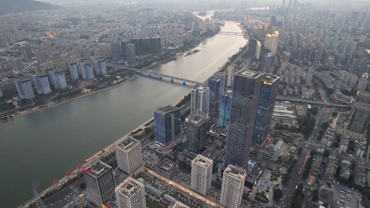 福州闽江江滨城市天际线高楼夜景风光视频素材