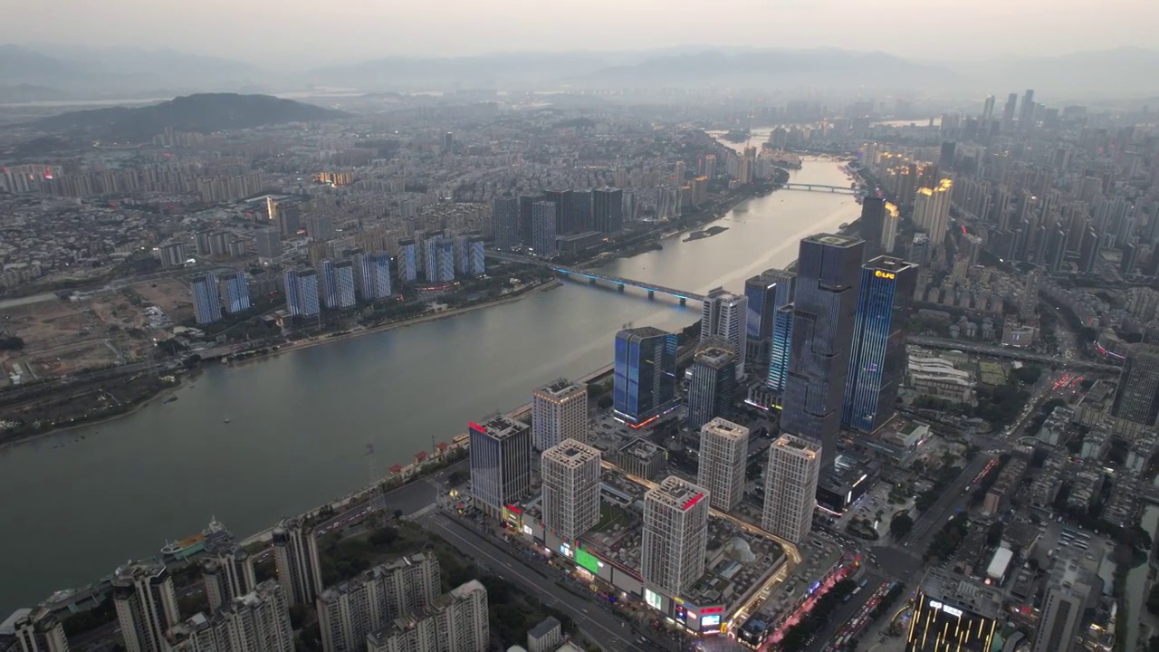 福州闽江江滨城市天际线高楼夜景风光视频素材