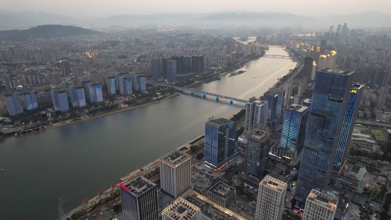 福州闽江江滨城市天际线高楼夜景风光视频素材