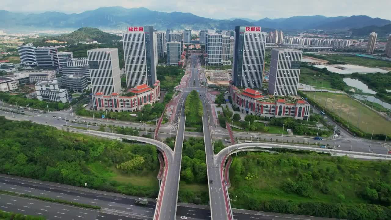 厦门航拍软件园三期建筑景观视频素材