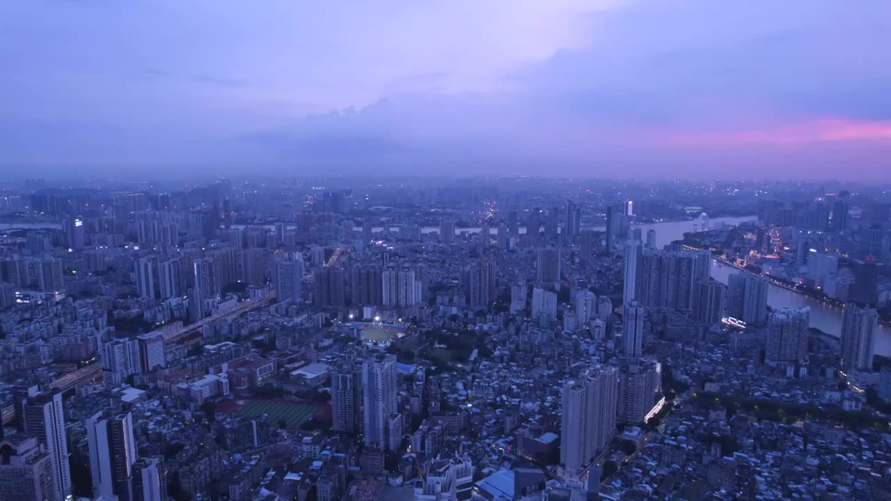 广州城市天空夕阳晚霞航拍风光视频素材