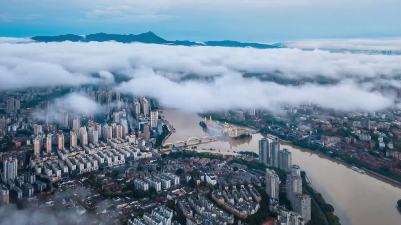 福州城市天际线云海延时视频素材