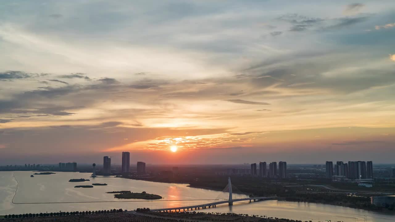 城市入夜-黄昏晚霞视频素材