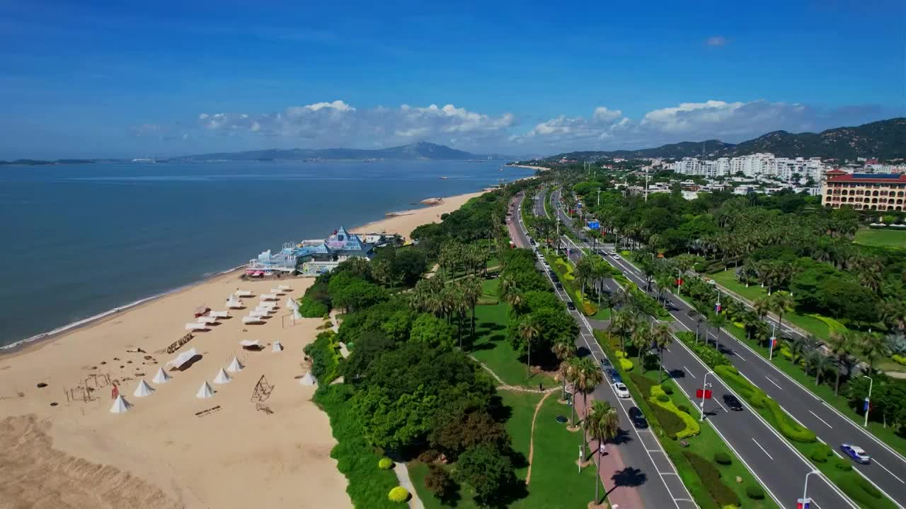 厦门航拍环岛路海边风景视频素材