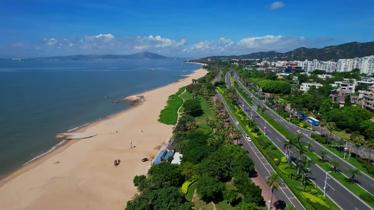 厦门航拍环岛路海边风景视频素材