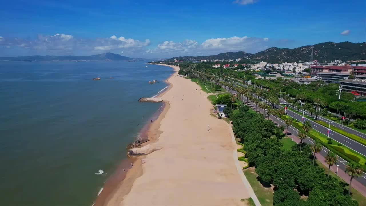 厦门航拍环岛路海边风景视频素材