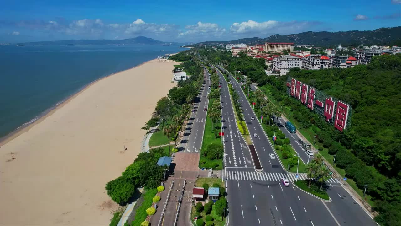 厦门航拍环岛路海边风景视频素材