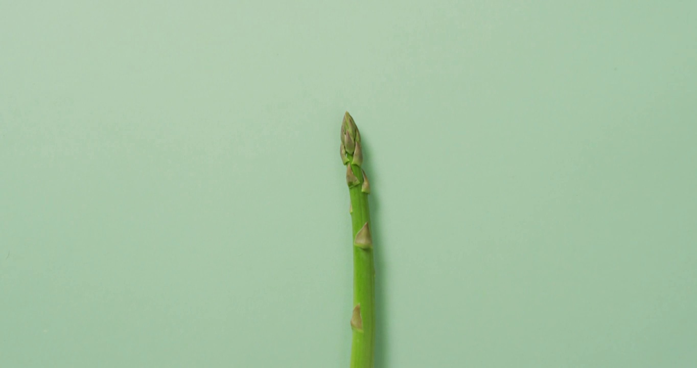 视频的新鲜芦笋与复制空间在绿色的背景视频素材