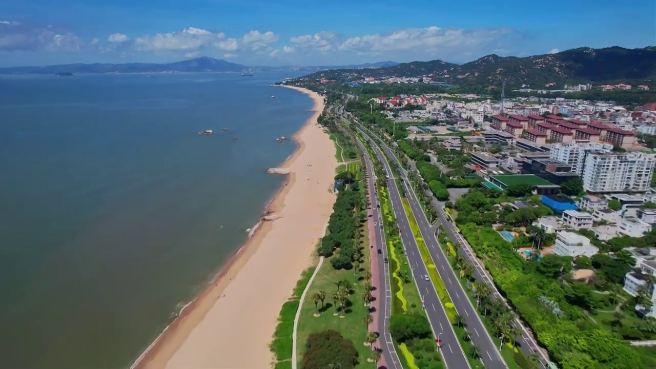 厦门航拍环岛路海边风景视频素材