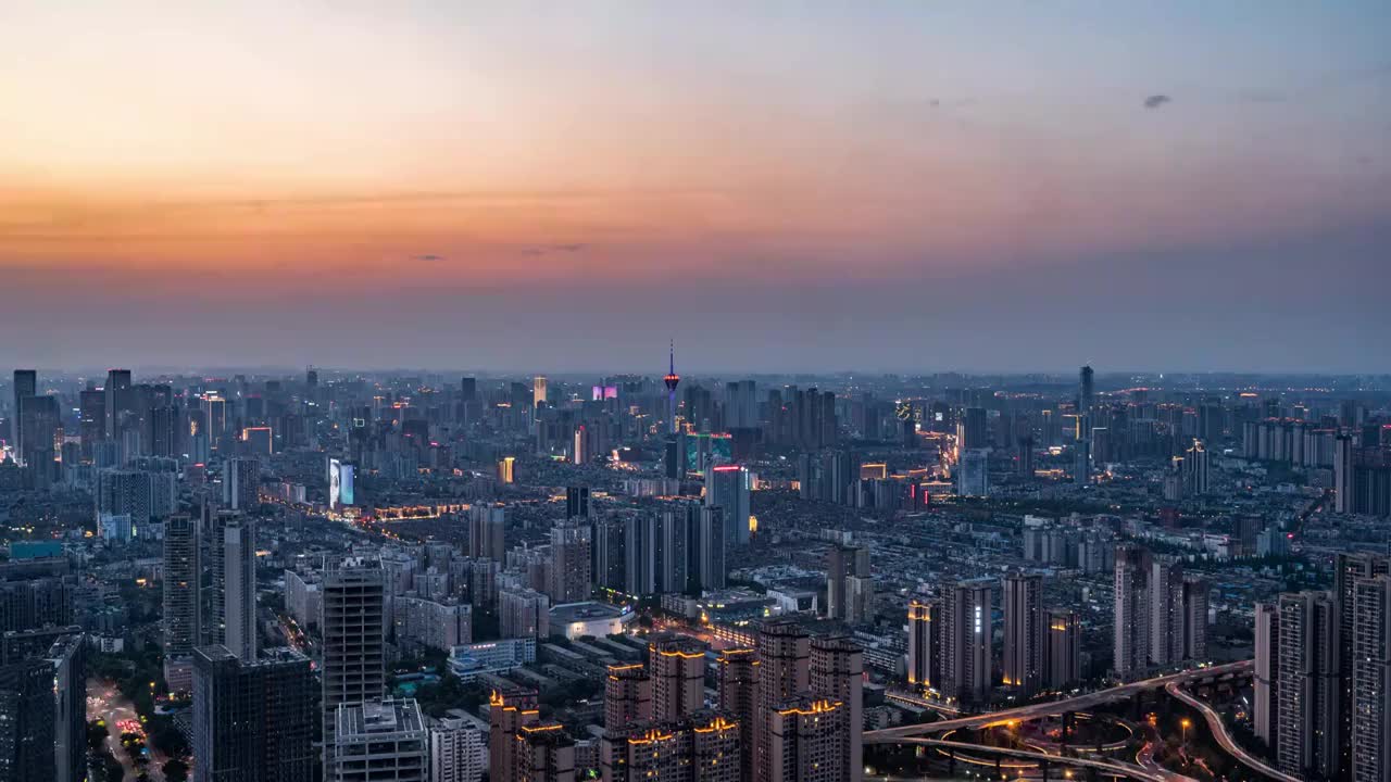 成都城市群日转夜视频素材