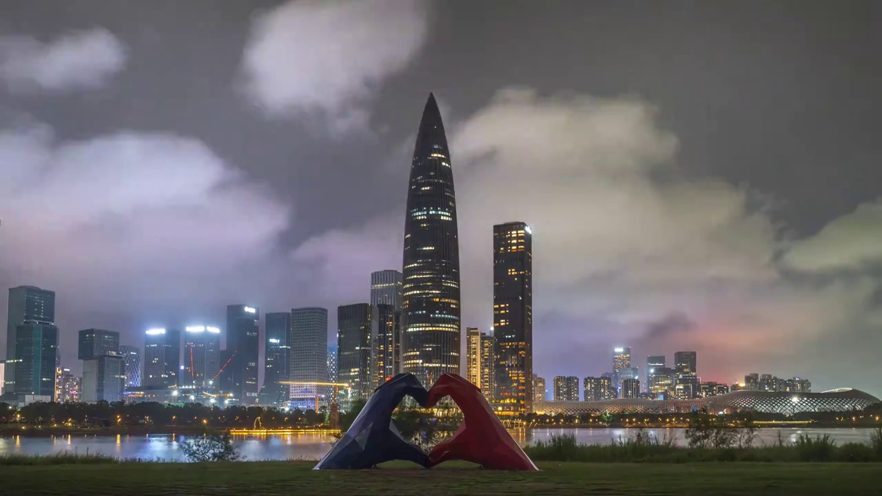 深圳湾夜景视频素材