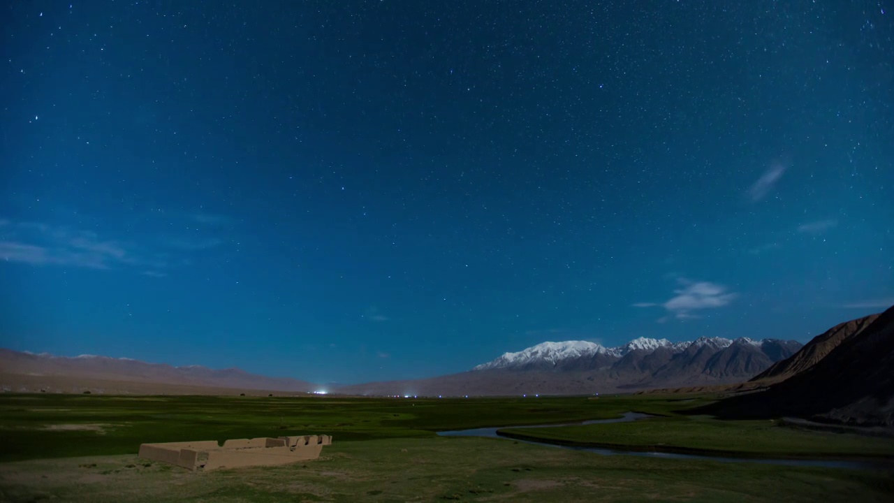 喀什塔县塔合曼湿地星空视频素材