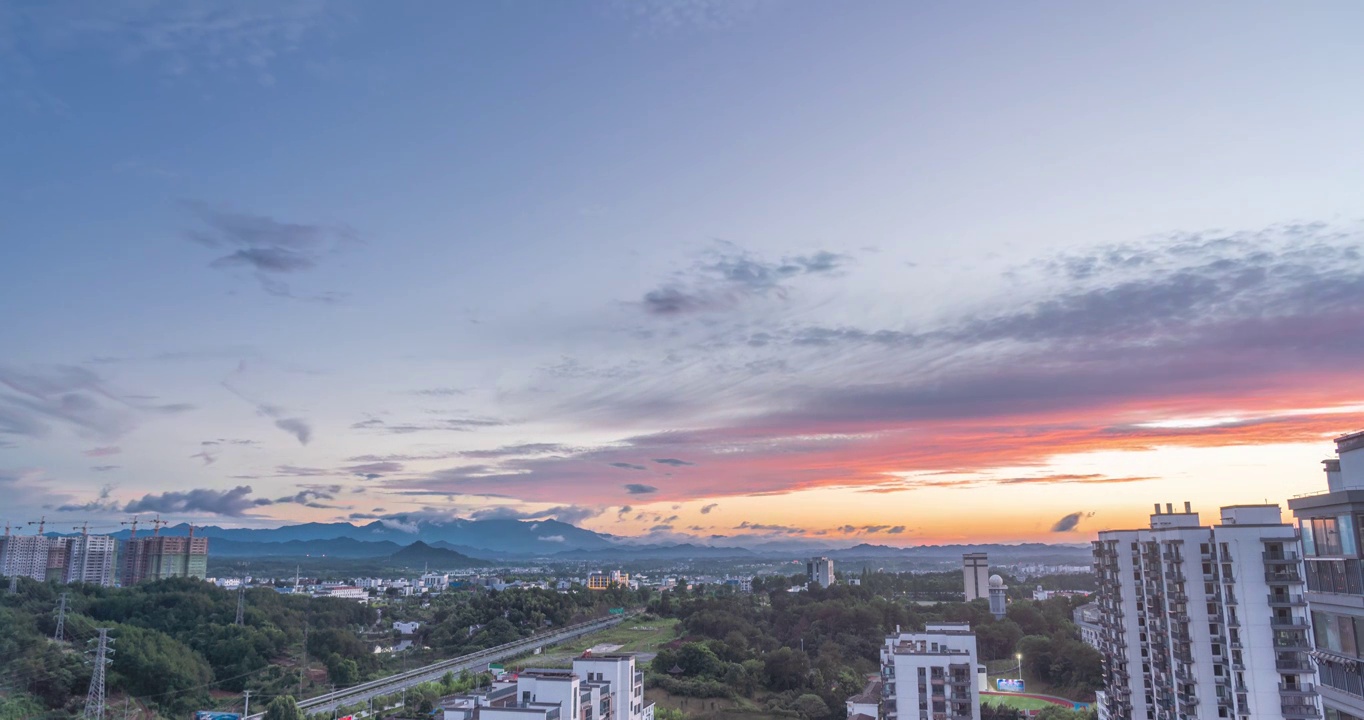 安徽省黄山市城市天际线夕阳火烧云视频素材