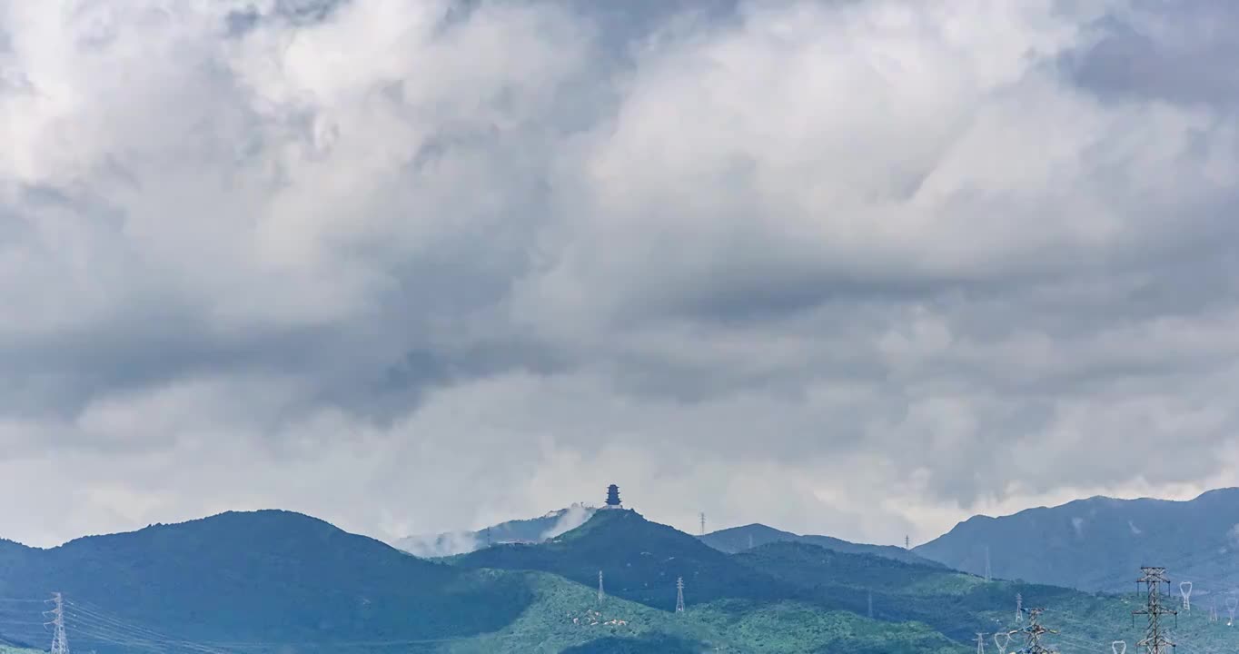 定都阁上空的乌云流动延时视频素材