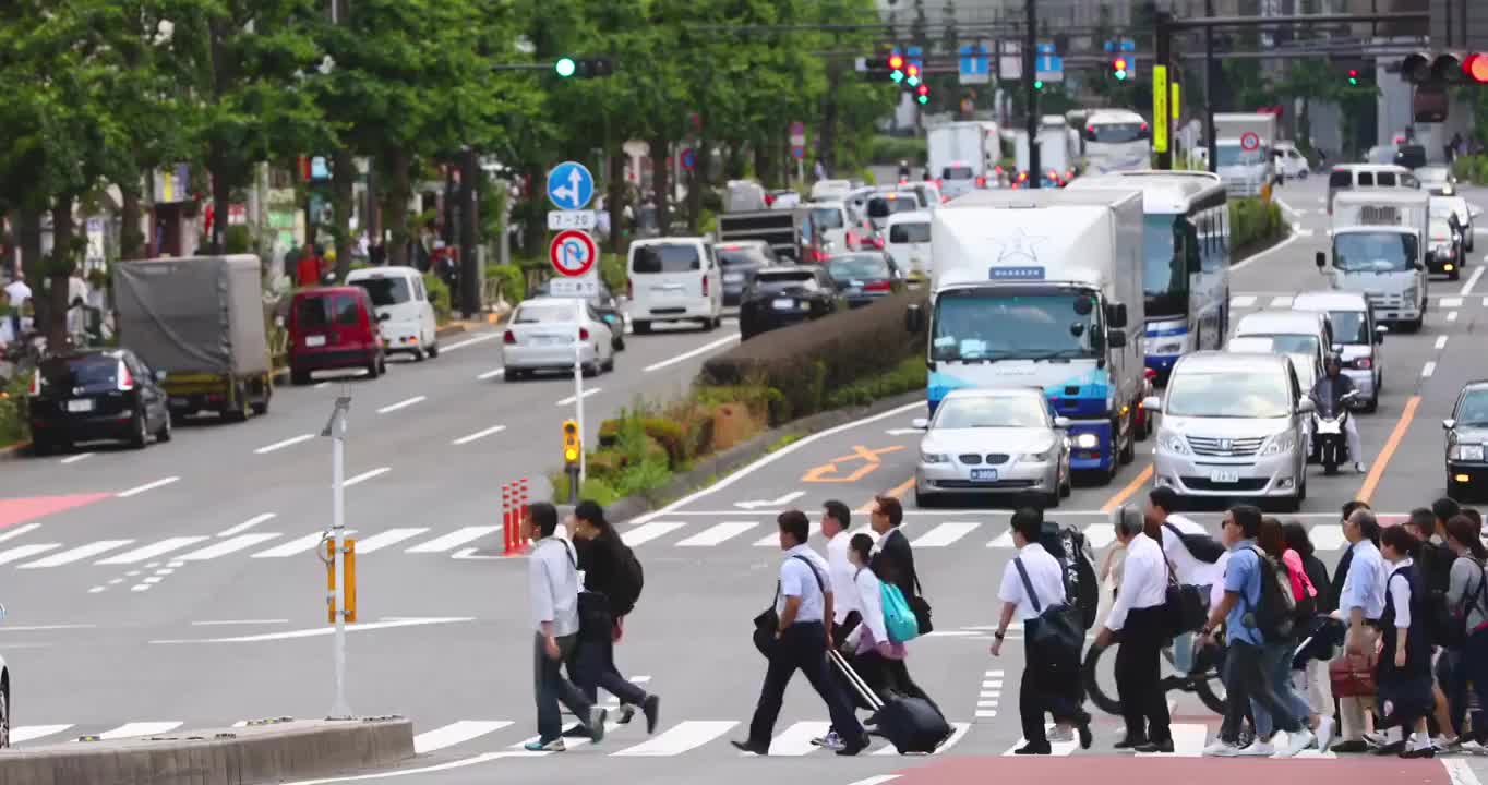 日本东京，行人在斑马线上行走视频素材