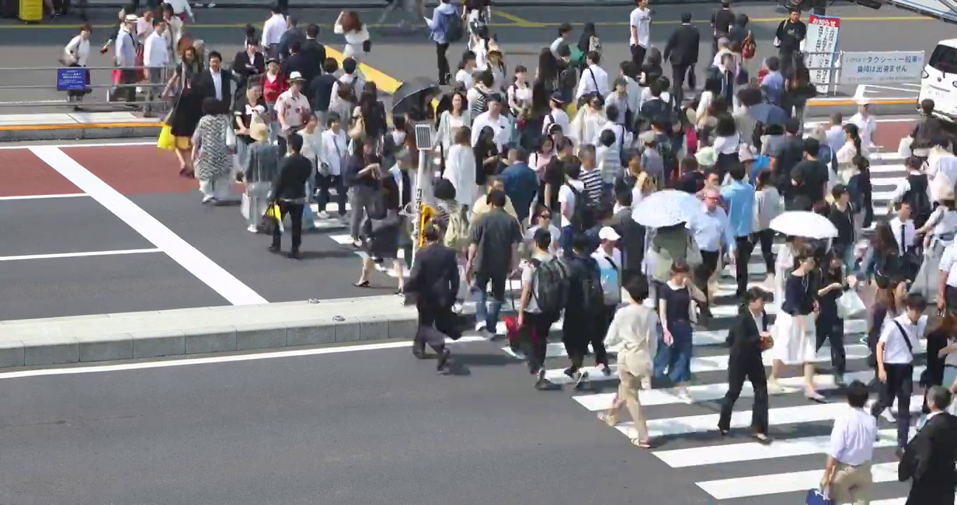 日本东京，行人在斑马线上行走视频素材