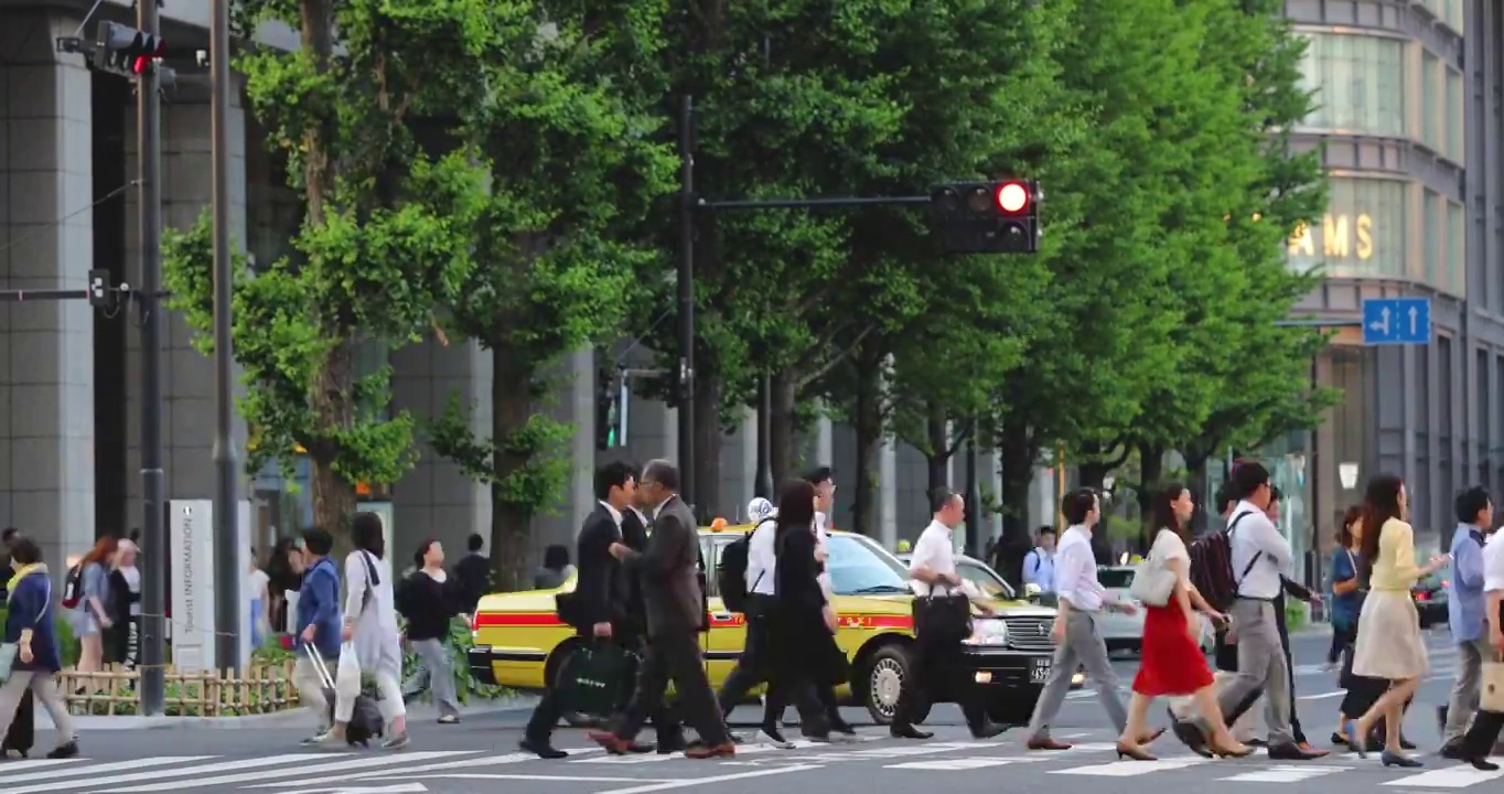 日本东京，行人在斑马线上行走视频素材