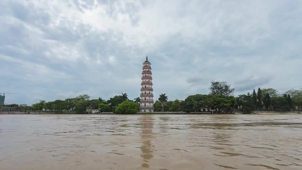 东莞万江金鏊洲塔延时风光视频素材