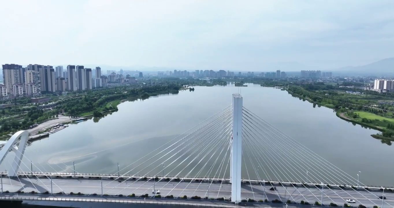 航拍陕西省汉中市城市风光视频素材