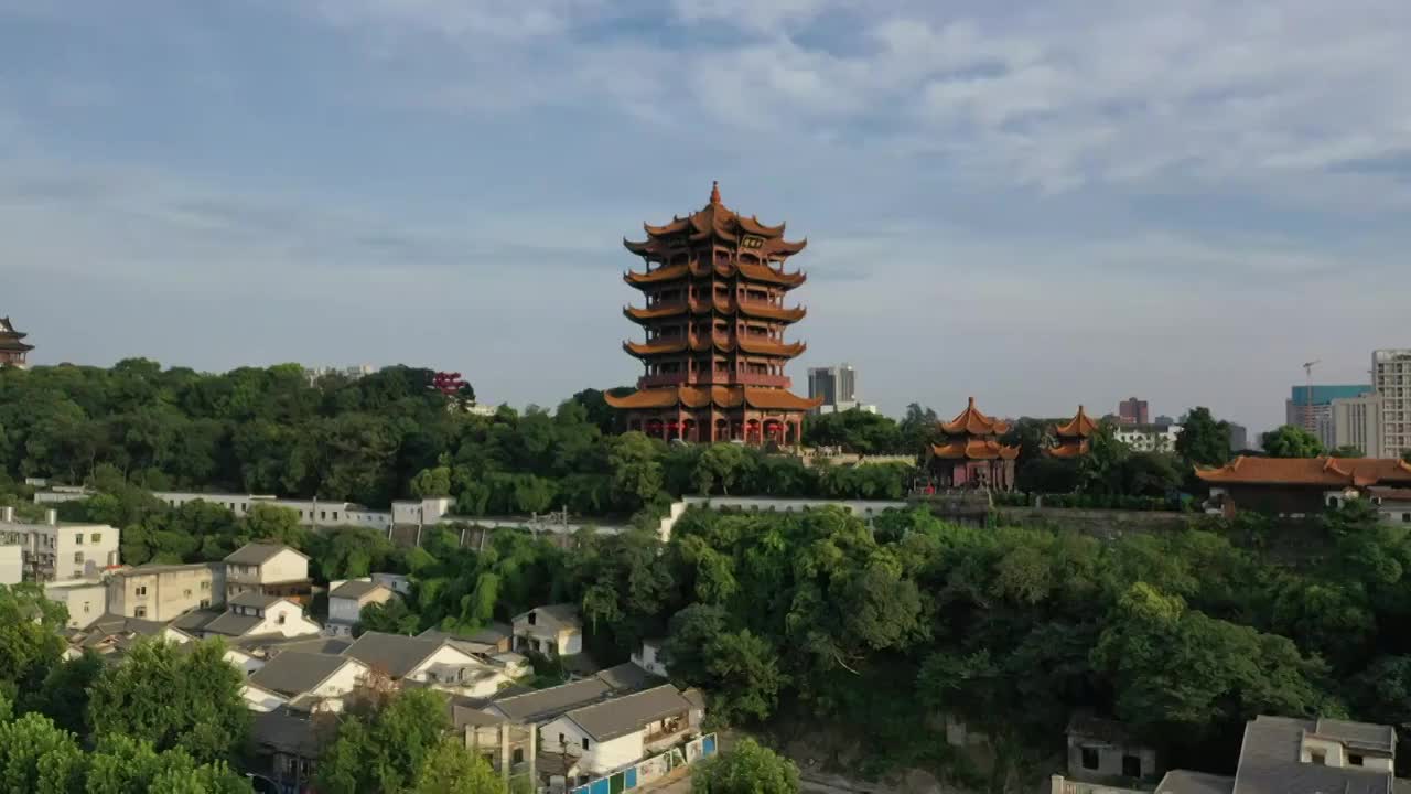 湖北武汉黄鹤楼古建筑航拍视频素材