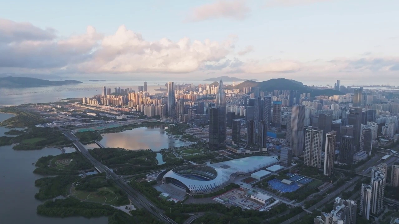 深圳南山CBD建筑群日出视频素材