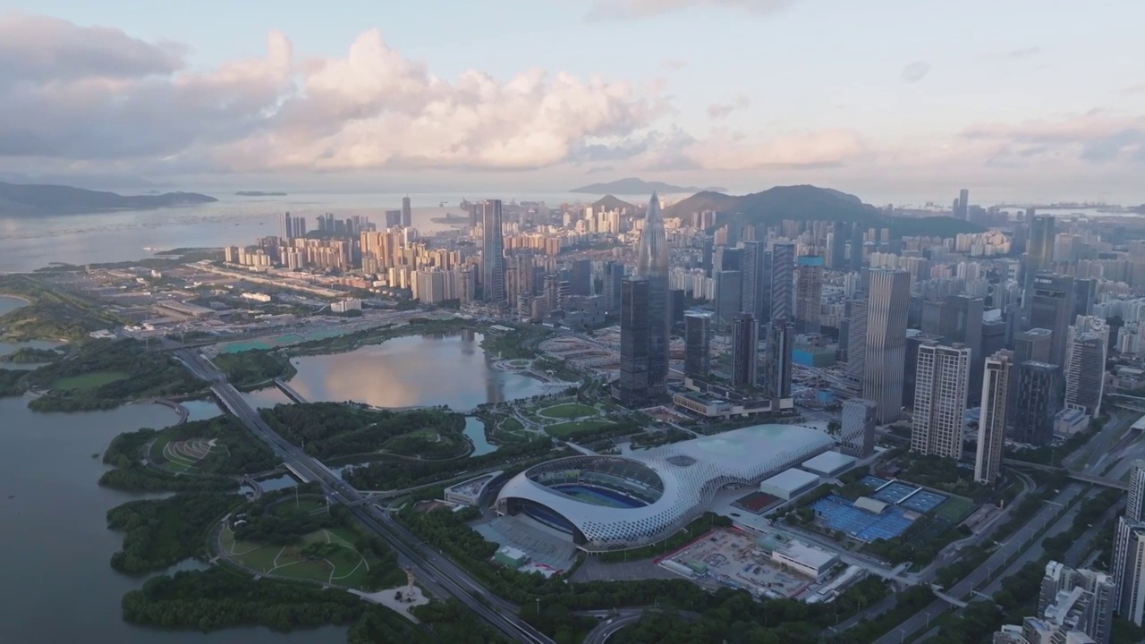 深圳南山CBD建筑群日出视频素材