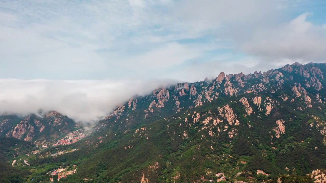 青岛崂山北九水平流雾云海美景视频素材