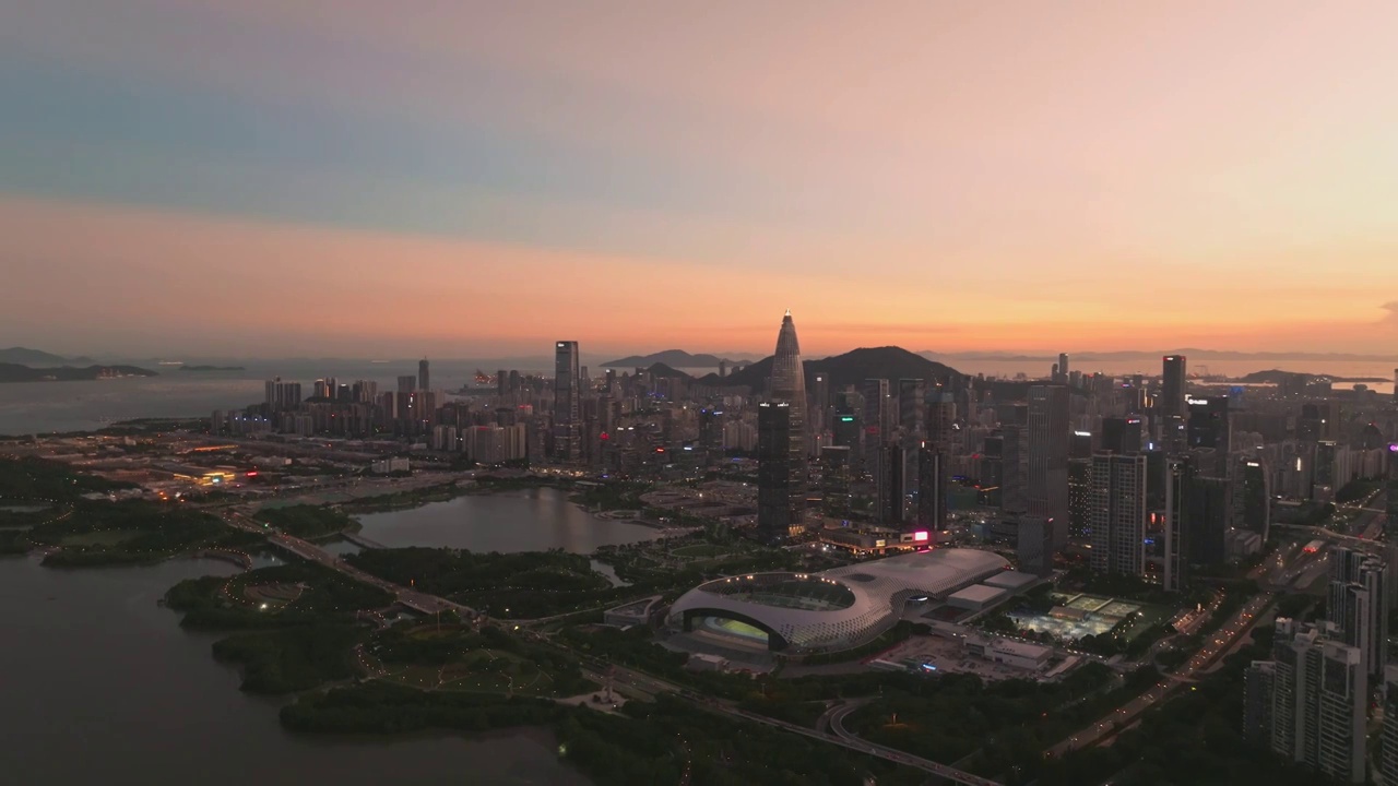 深圳湾南山CBD日落火烧云视频素材