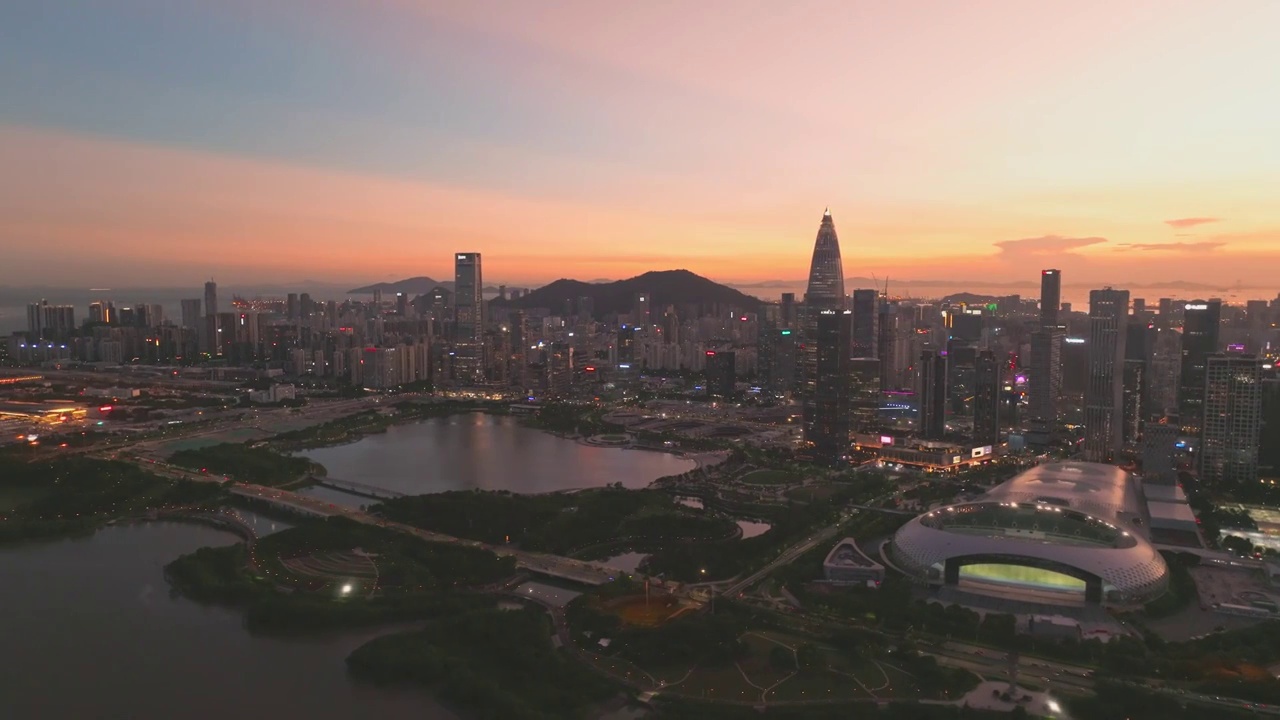 深圳湾南山CBD日落火烧云视频素材