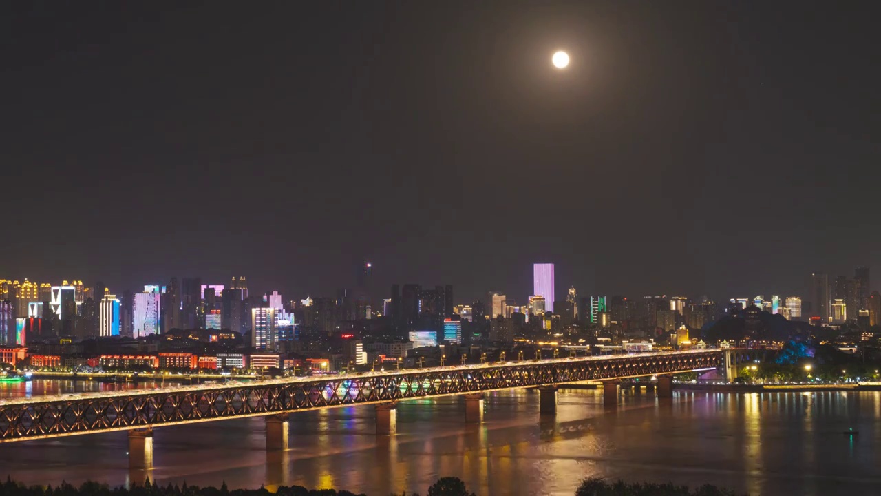 武汉夏日都市天际线夜景航拍风光视频素材