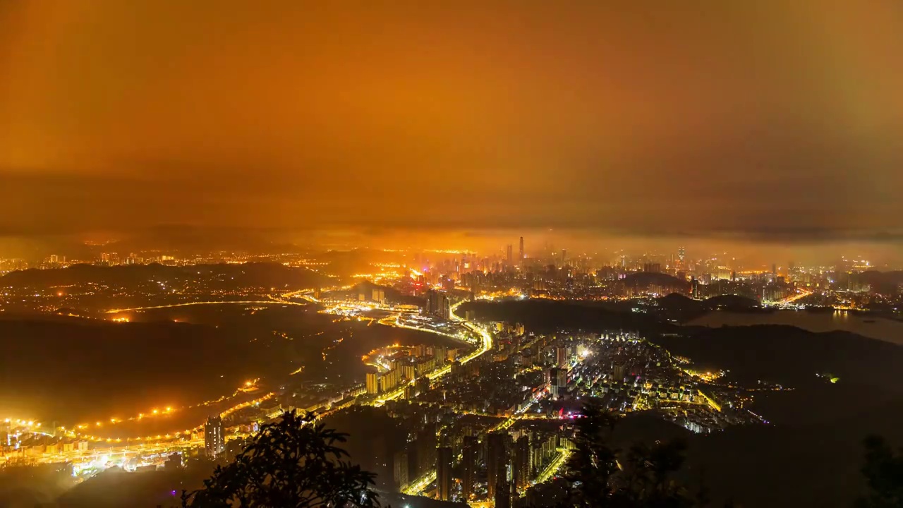 深圳大全景朝霞延时视频素材