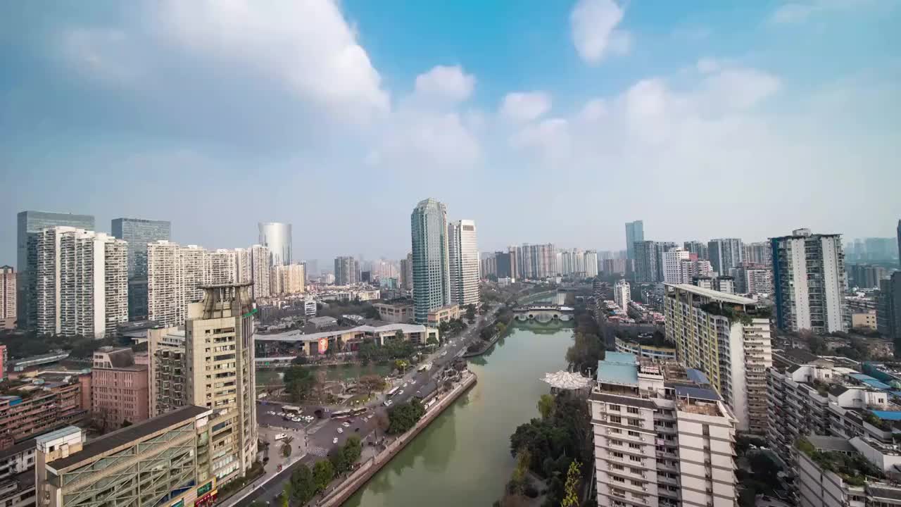 成都锦江区 府南河廊桥合江亭夜景延时视频素材