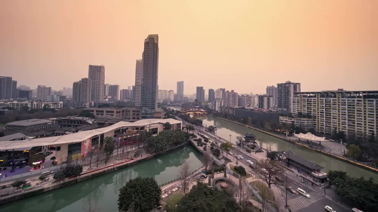 成都锦江区 府南河廊桥合江亭夜景延时视频素材