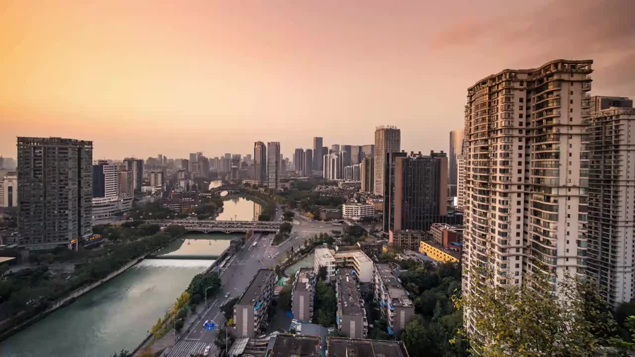 成都锦江区 府南河廊桥合江亭夜景延时视频素材